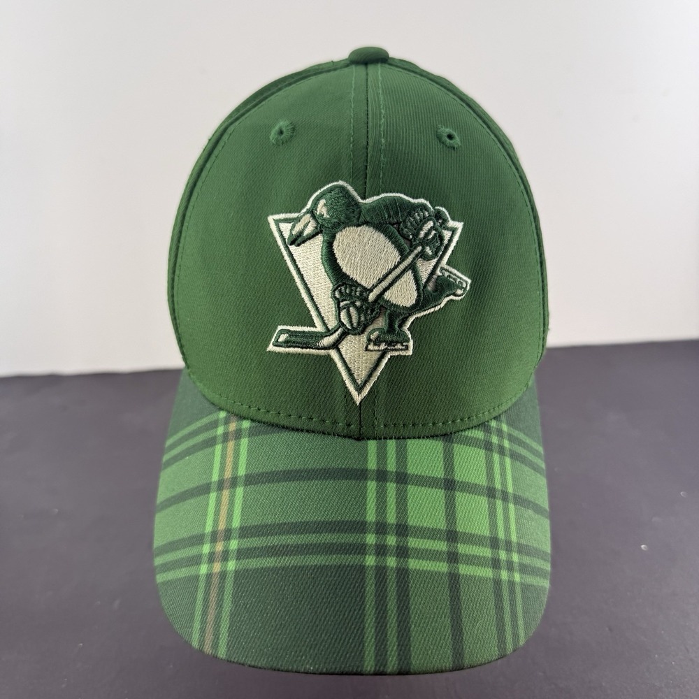 Pittsburgh Penguins Fitted S/M Hat Green Plaid Reebok Faceoff Fitmax 70